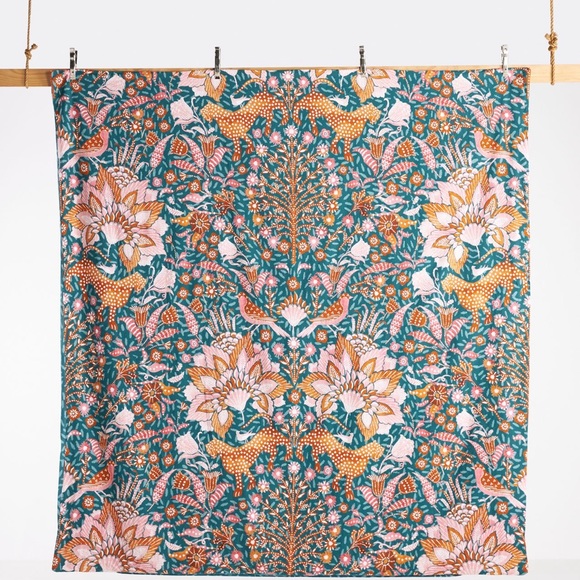 Anthropologie Mahina King Teal and Orange Duvet Cover - Picture 3 of 6